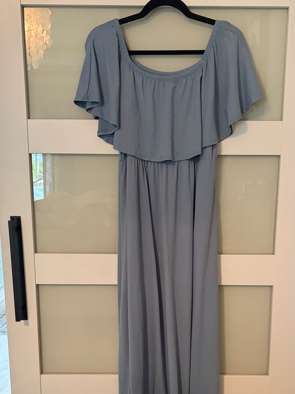 Women’s Off-Shoulder Maxi dress in Dusty Blue